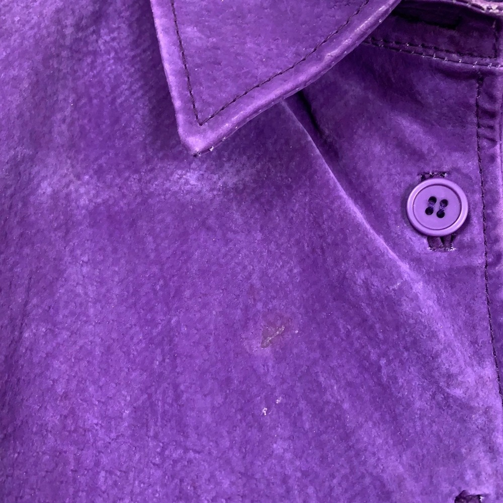 VTG Bagatelle Suede Shirt Womens Large Purple Genuine Leather Button Down Jacket - Picture 2 of 11